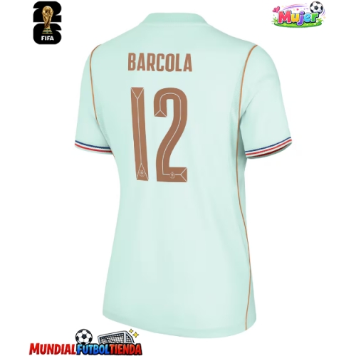Camiseta Francia Bradley Barcola #12 Segunda Equipación Replica Mundial 2026 para mujer mangas cortas